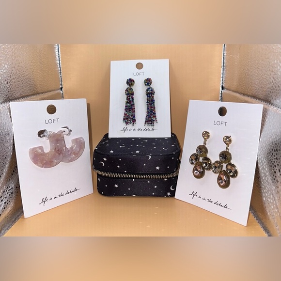 LOFT 🎉 Pierced Earrings (3sets) with LOFT Jewelry Box, All NWT - Picture 1 of 15